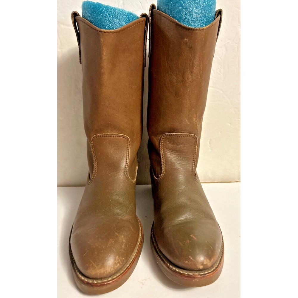 Double HH Boots womens 6 Western Cowboy Ranch Oil Resistant USA Brown Steel Toe